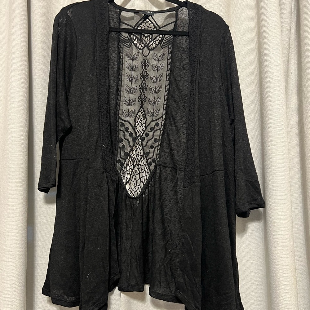 torrid Black Lace-Back Sheer Cardigan